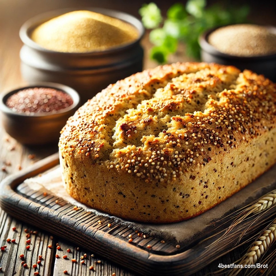 Hirse-Quinoa-Brot
Hirse-Quinoa-Brot ist ein Produkt der modernen Fusion-Küche, das die Vorteile von zwei alten Getreidesorten kombiniert. Hirse stammt ursprünglich aus Afrika und Asien, während Quinoa von den Inkas in Südamerika kultiviert wurde. Beide Getreidearten sind glutenfrei und reich an Nährstoffen, was dieses Brot besonders gesund macht. Hirse-Quinoa-Brot symbolisiert die globale Vernetzung und den Austausch von kulinarischen Traditionen. Es steht für Gesundheit, Vielseitigkeit und die Entdeckung neuer Geschmackskombinationen.
Zutaten:
300 g Hirsemehl
200 g gekochter Quinoa
10 g Salz
10 g Zucker
20 g frische Hefe
300 ml lauwarmes Wasser
Zubereitung:
Hefe und Zucker in lauwarmem Wasser auflösen und 10 Minuten ruhen lassen.
Hirsemehl, gekochter Quinoa und Salz in einer großen Schüssel vermischen.
Die Hefemischung zum Mehl geben und alles zu einem glatten Teig verkneten.
Den Teig abgedeckt an einem warmen Ort 1 Stunde gehen lassen.
Den Teig nochmals durchkneten, formen und in eine gefettete Kastenform geben.
Den Backofen auf 200 °C vorheizen und das Brot 40-50 Minuten backen.
Aus der Form nehmen und auf einem Gitterrost vollständig abkühlen lassen.